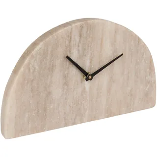Bloomingville Moderne Halbmond-Kaminuhr, Marmor, Beige und Schwarz, Natur