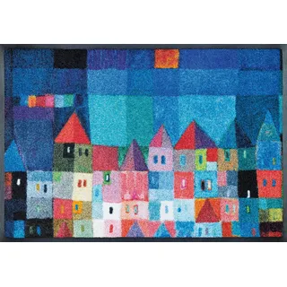 Fußmatte "Colourful Houses" Gr. 15, bunt, B:50cm H:7mm L:75cm, Kunstfaser, WASH+DRY BY KLEEN-TEX, Teppiche, Fußmatte, Schmutzfangmatte, rutschhemmend, In- und Outdoor geeignet, waschbar