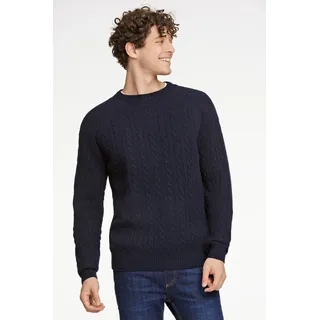 LINDBERGH Strickpullover mit Zopfmuster, hoher Wollanteil, navy
