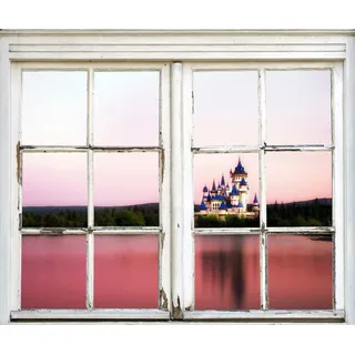 queence Wandsticker »Schloss am Meer« Wandsticker, Wandbild, selbstklebend, Schloss, Meer, Wasser, rot