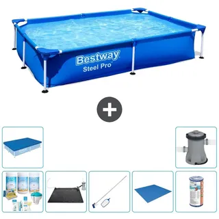 Bestway Steel Pro Rechteckig - 221x150x43 cm - 8-teilig S22225 - Blau