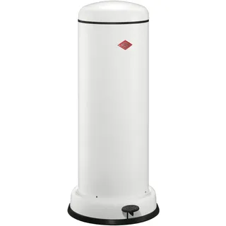 WESCO Big Baseboy Abfallsammler in der Farbe weiß, pulverbeschichtetes Stahlblech, 30 Liter Volumen, eingebauter Dämpfer, Metall-Fußtritt mit Gummitrittfläche