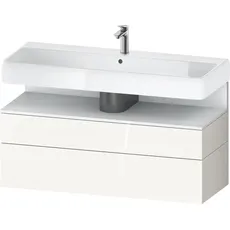 Duravit Qatego Waschtischunterbau, 1 Auszug und 1 Schublade, 1190x470x590mm, Nische Weiß Matt, QA4396018, Farbe: Weiß Hochglanz/mit Nischenbeleuchtung