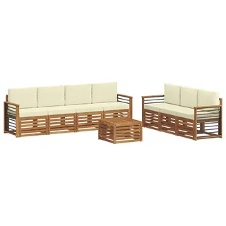 Sofagarnituren 8 pcs Natur und Creme Massivholz Akazie - Creme