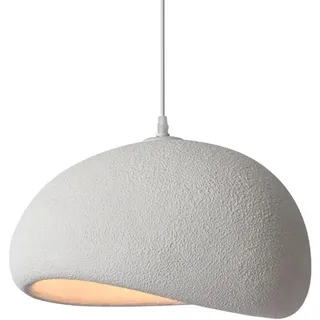 COOINJOY Wabi Sabi Pendelleuchte Weiß in Beton-Optik – Minimalistische Hängelampe mit strukturierter Oberfläche – E27 Deckenlampe für Esszimmer Schlafzimmer Wohnzimmer & Küche(D50,keine Glühbirne)
