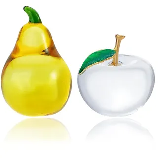 PH PandaHall Briefbeschwerer Mit Kristallfruchtmotiv 2 Stück Briefbeschwerer Aus Glas Apfel Birne Kunstglas Apfel Sammlerstück Obst Dekoration mit exquisiter Verpackung Für Zuhause Büro Schreibtisch