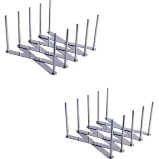Deckelhalter, Rippchenhalter, aus Edelstahl, zur Zubereitung von Rippchen oder zum Braten, Deckelhalterrahmen, verstellbar, 4-teiliger Tellerhalter, Set mit 2 vertikalen Topfdeckelhaltern