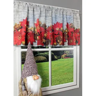 HOSSNER - ART OF HOME DECO Querbehang »Weihnachtsstern« Stangendurchzug 1 Stk. tlg. Hintergrund in Holzoptik, bunt