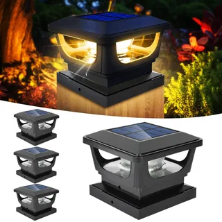 Led Pfostenkappe Solar 7x7 8x8 9x9 10x10, 3000K Warmweiss Solar Pfostenleuchte IP65 Wasserdicht Zaunpfosten Beleuchtung Solarleuchte Pfosten für Hölzerne Pfosten, Patio, Zaun Beleuchtung(4 PCS)