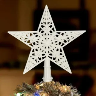 Weihnachtsbaumspitzen Stern, Stern Christbaumspitze, Baumspitze Weihnachten weiß, für Tannenbaum Tannenbaumspitze Weihnachtsbaum