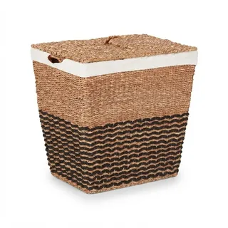 Relaxdays Wäschekorb Natur Beige Seegras Baumwolle mit Deckel 87 l , Multicolor , Textil, Metall , 50x50x40 cm , Haushalt & Reinigung, Wäschepflege, Wäschekörbe & Wäschetonnen