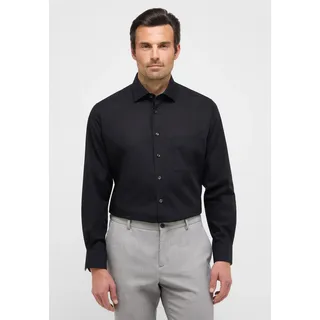 Langarmhemd ETERNA "MODERN FIT", Herren, Gr. 45, Normalgrößen, schwarz, Popeline, 100% Baumwolle, tailliert, Manschette, Hemden Langarmhemd, NON IRON (bügelfrei)