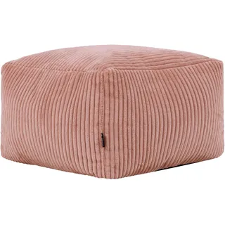 Icon Amara Hocker, Rosa, Flauschiger Cord Stoff, Sitzsack Cord, Sitzpuff Hocker mit Füllung, Fußhocker für das Wohnzimmer, Deko Wohnzimmer
