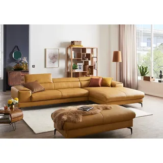 W.Schillig Ecksofa »piedroo, Designsofa mit tollem Sitzkomfort, bequem und elegant, L-Form« Kopfteilverstellung, wahlweise mit Sitztiefenverstellung, Breite 343cm, gelb