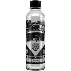 Volkswagen 7E9069601A Trinkflasche Wasserflasche Heritage Flasche, Glas, mit VW T1 Bulli Motiv, schwarz