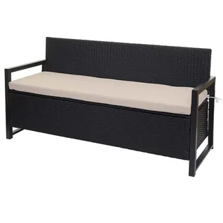 MCW Poly-Rattan 3ER Sitzbank Anthrazit, Beige , Kunststoff , 164x87x57 cm , Gartenmöbel, Gartenbänke