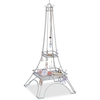 Relaxdays Schmuckständer Eiffelturm, silber