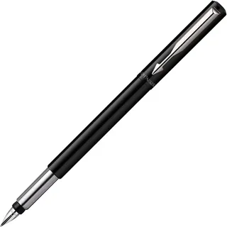 Parker Vector Füller | Schwarz | Füllfederhalter mit mittlerer Feder | Blaue Tinte