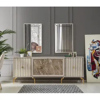 Wohnzimmer Sideboard Modernes mit 2x Spiegeln Designe JVmoebel - Beige