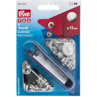 Prym Nähfrei Anorak Druckknöpfe 15 mm silber