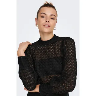JDY Spitzenshirt "JDYAVERY L/S LACE TOP JRS NOOS", schwarz