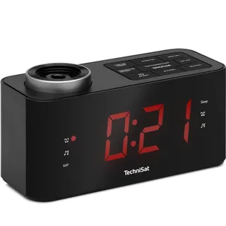 TechniSat DIGICLOCK 3 – UKW Projektionswecker für Schlafzimmer (180° Projektor, Zwei Weckzeiten, Schlummerfunktion, einstellbares LCD-Display, Batterie Backup) schwarz