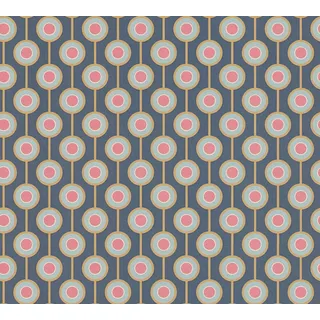 A.S. Création Retro-Tapete 70er Jahre 0,53 x 8,5 m -Tapete-Vintage Grafik-Muster in Blau, Gelb, Pink - Vliestapete Retro Chic Made in Germany - 395371