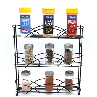 Buckingham 3 Etagen Schwarz Freistehendes Gewürz- & Kräuterregal Organizer Gewürzglashalter für Küche Aufbewahrung 33cm