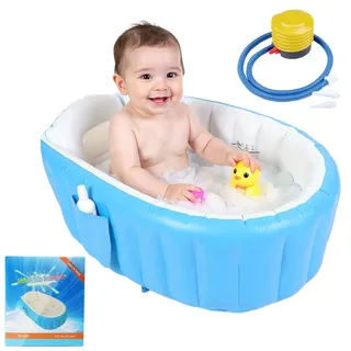 Anluomafuy Aufblasbare Baby Badewanne, Säuglings Kinder Badewanne mit Luftpumpe, Reise Tragbare Badewanne für Dusche Kinder, Planschbecken, Neugeborenen Bad für Jungen und Mädchen