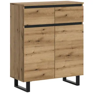 Livetastic Kommode , Eiche dunkel , Holzwerkstoff , Holzoptik , 2 Fächer , 2 Schublade(n) Schubladen , 80x99x36 cm , FSC Mix , stehend , Kleinmöbel, Kommoden, Kommoden