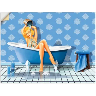 Artland Wandbild »Das sexy blaue Badezimmer«, Frau, (1 St.), als Leinwandbild, Poster, Wandaufkleber in verschied. Größen, blau