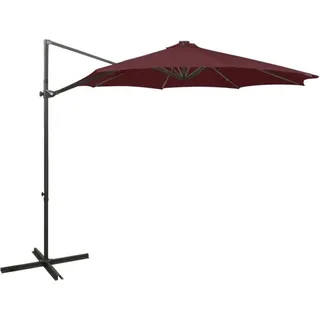 The Living Store Ampelschirm mit Mast und LED Bordeauxrot 300 cm - Rot