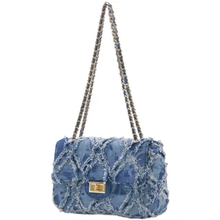 Milisente Damen Clutch Elegante Schultertasche Handtasche Umhängetasche Abendtasche Crossbody Clutch mit Kette(Denim Blau)