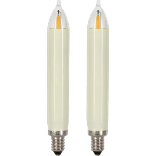 Ersatzteil Schwibbogen Premium LED-Schaftkerze,f.30-flg. LB/-ketten,2er-Blister, traditionell in warmweiß (2.200K) und strahlend hell (18lm), Filament-LED, E10 Fassung NEU