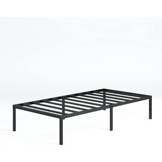 Zinus Yelena Bett 180x200 cm – Bettgestell Höhe 36 cm mit Stauraum unter dem Bett – Plattformbettrahmen aus Metall mit Lattenhalterung aus Stahl, Schwarz