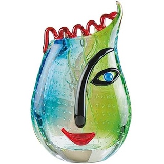 GILDE GLAS art Vase Gesicht - Skulptur und Dekoobjekt handgefertigt - H 28 cm