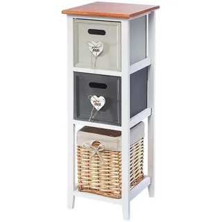 Kobolo Kommode Holzregal Regal 82cm mit 3 Schubfächern - Holz - Natur und Grüntöne - Bücherregale Nachttische Nachtschränke Regale Badregale Schränke - Weiß