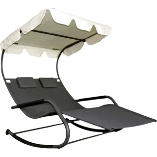 Garden Pleasure Serifos Doppel-Schaukelliege 200 x 138 x 156 cm schwarz/weiß