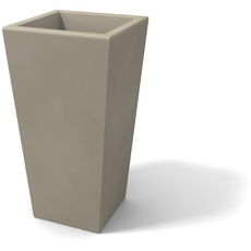 Kloris Moderne Vase, quadratisch, für Innen- und Außenbereiche, 30 x 30 cm, Modell EGIZIO Höhe 40 cm, Taupe-Grau, mit großem Fassungsvermögen