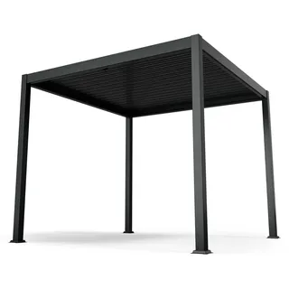 Blumfeldt LuminaHaven Lamellen-Pergola - wetterfester Garten-Pavillon mit starker Aluminiumstruktur, wasserdichten Stahllamellen, hoher Stabilität - Schwarz