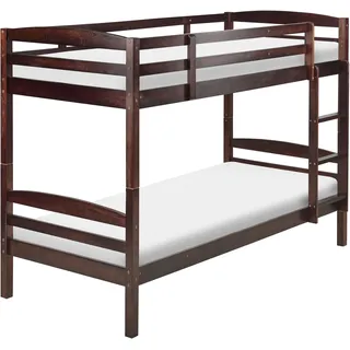 Beliani Hochbett 90 x 200 cm Kiefer massiv braun