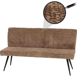 Sitzbank HWC-K16, Esszimmerbank Bank Polsterbank, Rückenlehne Stoff/Textil Chenille Metall 160cm braun - Braun