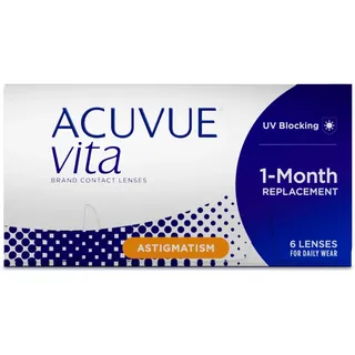 ACUVUE Kontaktlinsen Vita for Astigmatism Monatslinsen weich, 6 Stück / BC 8.6 mm / DIA 14.5 / CYL -0.75 / Achse 180 / -1.25 Dioptrien