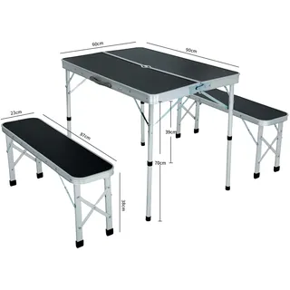 Akord Reise-Set Royaler Tisch + 2 Bänke Schwarz 87X23X38 Cm - Schwarz