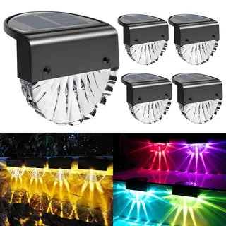 YOFIG Solarleuchte Edelstahl 4 Stück 2 Modi-Warmweiß/Farbwechselnde weiß
