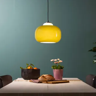 Lightbox Hängeleuchte mit grünem Glasschirm - dimmbare Pendelleuchte mit E27 Fassung - Lampe für Wohnzimmer, Esszimmer & Küche - Hängelampe exkl. LED