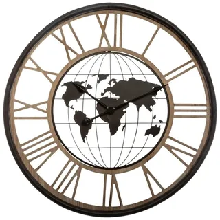 Well Home Mechanische Uhr, Metall, Weltkarte