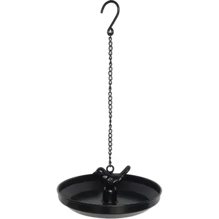 Dehner Natura Premium Wildvogel Futterstelle Karakum, Futterstation / Tränke für Wildvögel, Futterstelle wetterfest / hängend, inkl. Aufhängevorrichtung, Ø 17.5 cm, Höhe 34 cm, Metall, schwarz