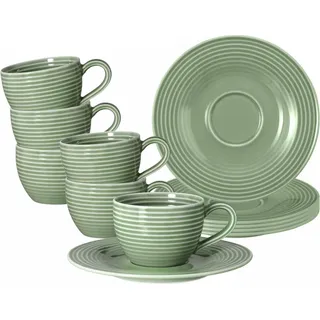 Seltmann Weiden Beat Salbeigrün Espressotasse + Untertasse 6er Set - Grün