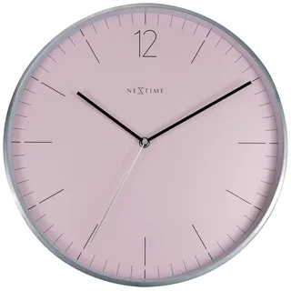 Essential Silver Wanduhr Nextime- Ø 34 cm - Glass/Metal - Romantisch Rosa